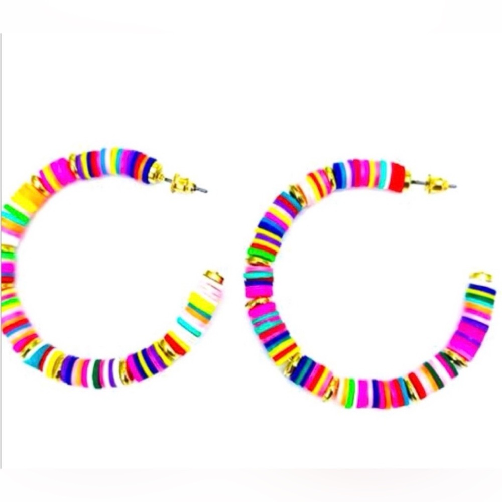 Gold Plated Rivet Colorful Hoop Earrings